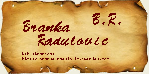 Branka Radulović vizit kartica